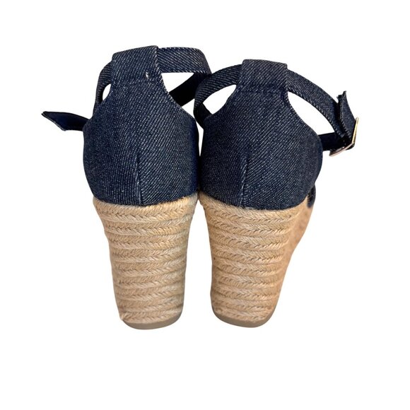 Christian Siriano Denim Espadrille Wedge Sandals Adjustable Ankle Strap Size 9.5 - Picture 3 of 11